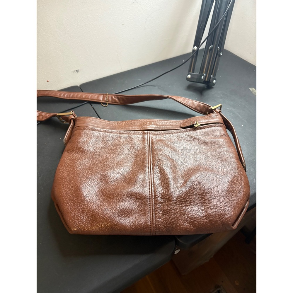 SAS San Antonio Shoemakers Brown Pebbled Leather Crossbody Bag Made in USA